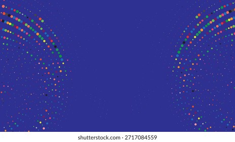 Modern abstract background featuring colorful dotted wave arcs on a deep blue backdrop. Ideal for technology, digital design, presentations, wallpapers, and creative branding projects.
