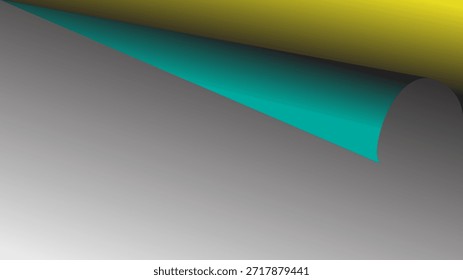 Plano de fundo abstrato moderno com uma forma geométrica ondulada com tons suaves de azul-petróleo e tons de gradiente amarelo em um fundo cinza limpo. Perfeito para temas de tecnologia, apresentações corporativas, cartazes e marcas contemporâneas.