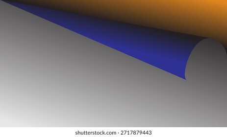 Fundo abstrato moderno com uma forma geométrica enrolada com tons de gradiente laranja e azul lisos em um fundo cinza limpo. Ideal para design corporativo, temas de tecnologia, apresentações, cartazes e marcas contemporâneas.