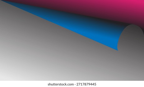 Fundo abstrato moderno com uma forma geométrica enrolada com tons suaves de gradiente rosa e azul em um fundo cinza limpo. Adequado para temas de tecnologia, apresentações, cartazes e marcas contemporâneas.