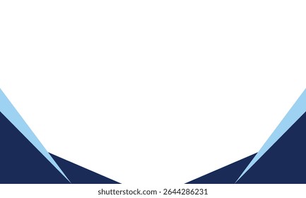 Modern abstract background featuring dark blue and light blue angular shapes forming a clean, symmetrical frame with white space in the center. Ideal for presentations, web headers, or business use.