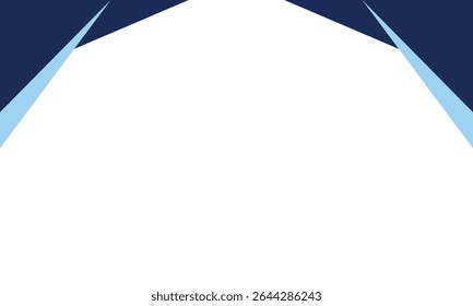 Modern abstract background featuring dark blue and light blue angular shapes forming a clean, symmetrical frame with white space in the center. Ideal for presentations, web headers, or business use.