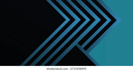 Un fondo abstracto moderno con Formas geométricas de color azul oscuro y verde azulado con múltiples patrones de chevrones que apuntan a la derecha, creando un efecto visual dinámico y en capas.