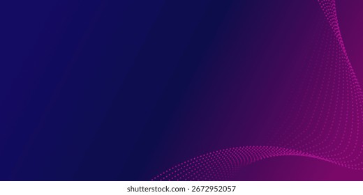 Modern abstract background featuring a digital wave made of glowing dots over a dark blue theme ideal for web and design use