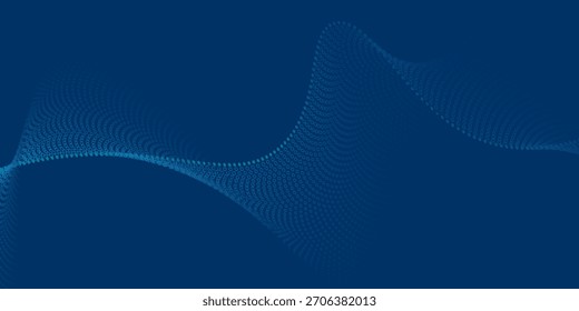Fondo abstracto moderno con una onda digital hecha de puntos brillantes sobre un tema azul oscuro ideal para el Web y el uso del diseño