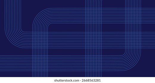 A modern abstract background featuring flowing blue lines and geometric arches. This minimalist and creative design is perfect for tech, business, or digital projects