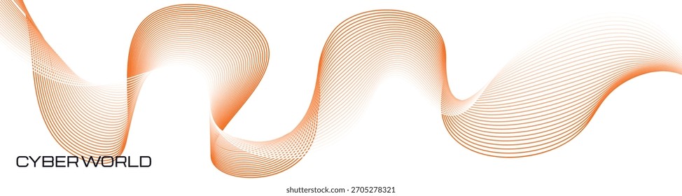 A modern abstract background featuring flowing orange linear waves with a smooth gradient transition. Ideal for digital graphics, web design, and promotional visuals.