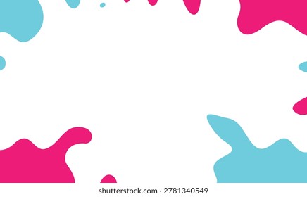 Modern abstract background featuring flowing pink and blue liquid shapes around a clean white center space. Minimal fluid design with vibrant organic blobs, perfect for social media banners, presentation templates, advertising, posters, web backgrounds, and creative branding projects