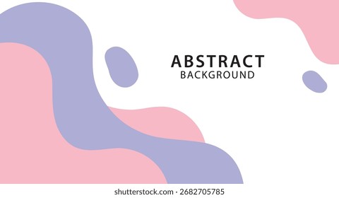 Fundo abstrato moderno com formas fluidas e orgânicas em rosa pastel e lavanda em um fundo branco limpo.
