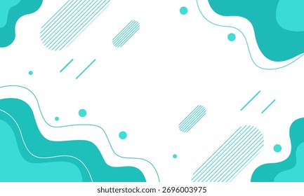 Fundo abstrato moderno com formas fluidas, elementos geométricos e uma paleta de cores turquesa fresca para um design vibrante.