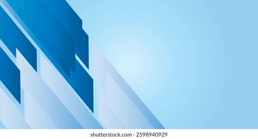 modern abstract background featuring geometric overlapping shapes in various shades of blue with a soft gradient effect. Ideal for presentations, technology designs, and corporate branding
