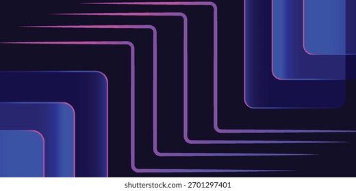 A modern abstract background featuring glowing purple and blue neon lines that form a dynamic, geometric zigzag pattern against a dark, layered backdrop.