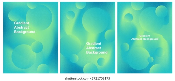 Un fondo abstracto moderno con Gradientes verdes y azules con círculos flotantes y textura acústica para el Web y el diseño App.