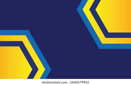 Modern abstract background featuring hexagonal yellow and blue elements on a dark navy base. Ideal for business, sports, or tech presentations with a bold and structured geometric layout.