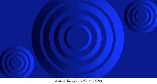 Fondo abstracto moderno con círculos concéntricos azules en capas sobre un fondo oscuro. Ideal para temas de tecnología, diseño digital y futurista. 