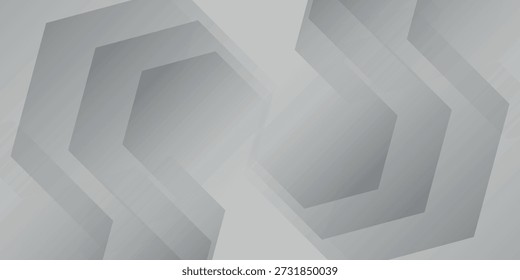 A modern abstract background featuring layered, interlocking hexagonal shapes in varying shades of gray, creating a sense of depth and contemporary design.