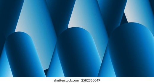 Modern abstract background featuring  lit tubular zigzag 3D shapes colored in blue and white gradients. A sleek and futuristic digital design, perfect for technology, business, and creative projects