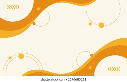Modern abstract background featuring orange waves, circles, and geometric elements on a light beige backdrop, perfect for presentations and designs.