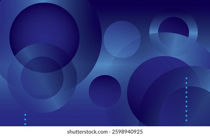 modern abstract background featuring overlapping transparent circles in deep blue tones with a smooth gradient effect. Perfect for technology themes, corporate presentations, website backgrounds