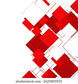Modern abstract background featuring overlapping red and white squares. Perfect for presentations, posters, flyers, or digital design projects with a bold and dynamic style.