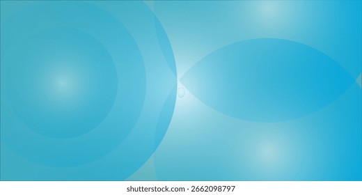 Modern abstract background featuring overlapping circular and leaf-like shapes in various shades of blue. The composition has a soft gradient lighting effect,