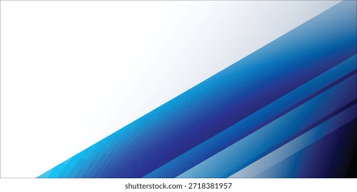 Ein moderner und abstrakter Hintergrund mit einer Reihe von diagonalen blauen Farbverlauf-Streifen, die ein Gefühl von Bewegung und Tiefe vor einem sauberen weißen Hintergrund.