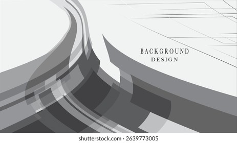 Modern abstract background featuring shades of grey, geometric shapes, and soft lines