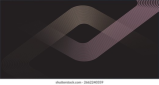 Modern abstract background featuring smooth curved lines forming a seamless geometric wave pattern. The soft gradient tones against a dark backdrop create a futuristic and elegant visual