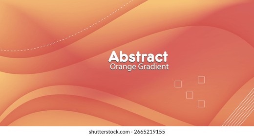 Modern abstract background featuring smooth orange gradient waves, dotted and lined accents, and minimal geometric square shapes. Perfect for banners, presentations, or digital designs.