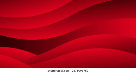 Modern abstract background featuring smooth red wave layers with gradient tones.