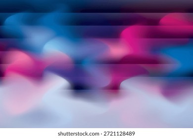 Un fondo abstracto moderno con Gradientes borrosos suaves en tonos azules, rosados y púrpuras con capas Horizontales suaves, creando una composición de arte digital futurista y visualmente calmante.