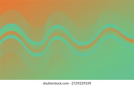 Fondo abstracto moderno con líneas onduladas suaves con tonos degradados verdes y naranjas. Ideal para cabeceras de Sitio web, presentaciones, pósters, Fondos de pantalla, branding y proyectos de marketing digital. Diseño limpio, fluido y visualmente dinámico.