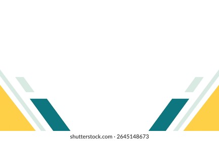 Modern abstract background featuring teal diagonal lines and yellow side accents forming a V shape at the bottom, leaving ample white space. Great for presentations, flyers, or templates.