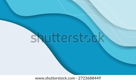 Modern abstract background featuring various shades of blue in dynamic wavy layers with a paper cut-out effect and subtle shadows, ideal for presentations, web design, or contemporary art projects
