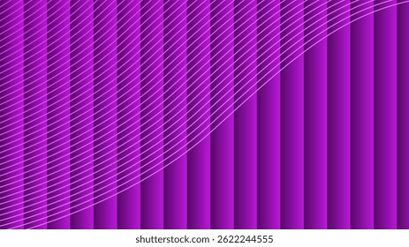 A modern abstract background featuring vertical stripes with curving lines in varying shades of purple. The graphic is suitable for digital design, presentations, and various creative projects.