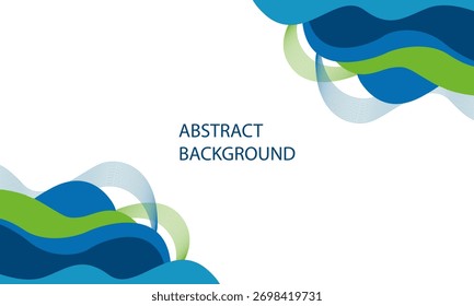 A modern abstract background featuring wavy shapes in shades of green and blue, ideal for presentations and web design.