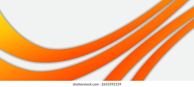 Plano de fundo abstrato moderno com linhas curvas laranja fluindo em um gradiente branco. Ideal para negócios, apresentações e design na Web.