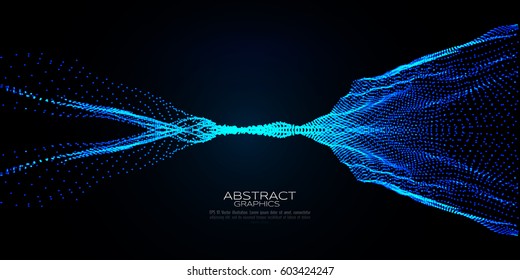 Modern abstract background with flowing particles. Vector illustration.