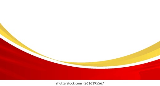 Modern abstract background with flowing red and gold wave curves on a white backdrop. Ideal for banners, presentations, or festive designs.