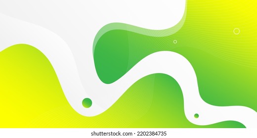 Modern Abstract Background with Fluid Liquid Waves Green Yellow Gradient Color