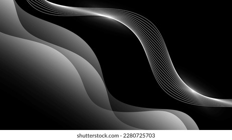 Modern Abstract Background Fluid Lquid Waves and White Black Gradient Color