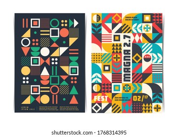 Plantilla de volantes de fondo abstracto moderno con formas geométricas. Ilustración vectorial.