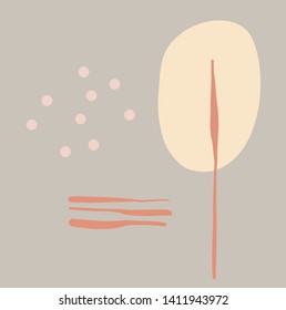 Modern abstract background with freehand geometric pastel colors shapes. Design for Decor art print, card, poster, social media content. 
