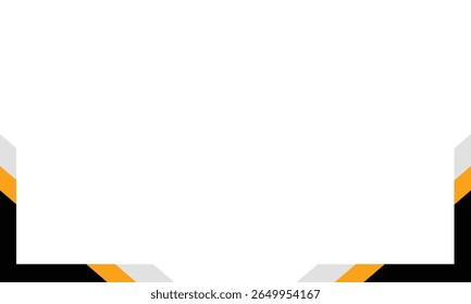 Modern abstract background with geometric corner accents in black, orange, and gray on a white backdrop. Perfect for templates, banners, or minimalist presentations with bold visual appeal.