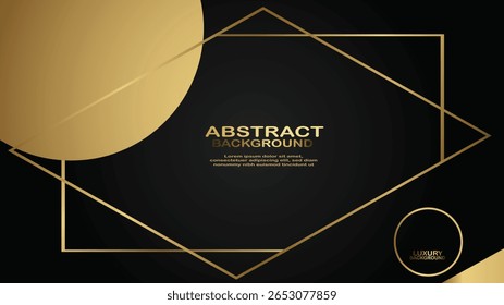 Fondo abstracto moderno con un marco de oro geométrico y Formas sobre un fondo oscuro, que transmite lujo y estilo.