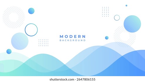 Fondo abstracto moderno forma geométrica con gradaciones azules y verdes. círculo memphis. ondas memphis. Vector eps 10