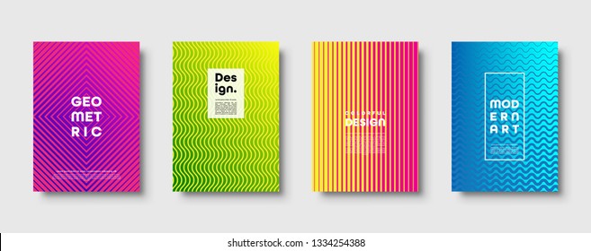 Modern abstract background with geometric shapes and lines. Colorful trendy minimal A4 template cover with acid colors and halftone gradient. EPS 10 vector illustration.