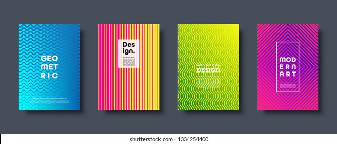 Modern abstract background with geometric shapes and lines. Colorful trendy minimal A4 template cover with acid colors and halftone gradient. EPS 10 vector illustration.