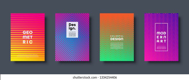 Modern abstract background with geometric shapes and lines. Colorful trendy minimal A4 template cover with acid colors and halftone gradient. EPS 10 vector illustration.