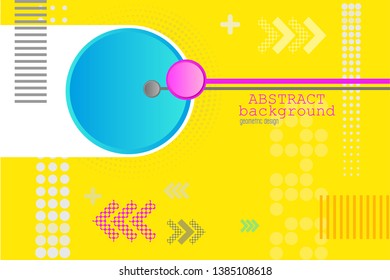 Modern abstract background with geometric shapes on yellow floor.